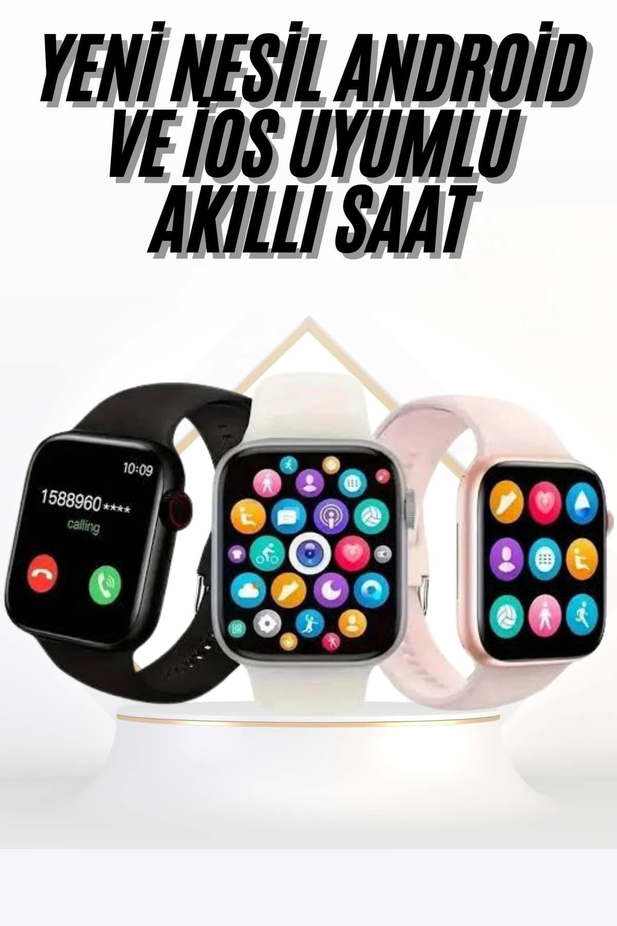 MELFSHOP Akıllı Saat Uyku ve Sağlık Takibi Arama Cevaplama 44 MM Amoled Ekran