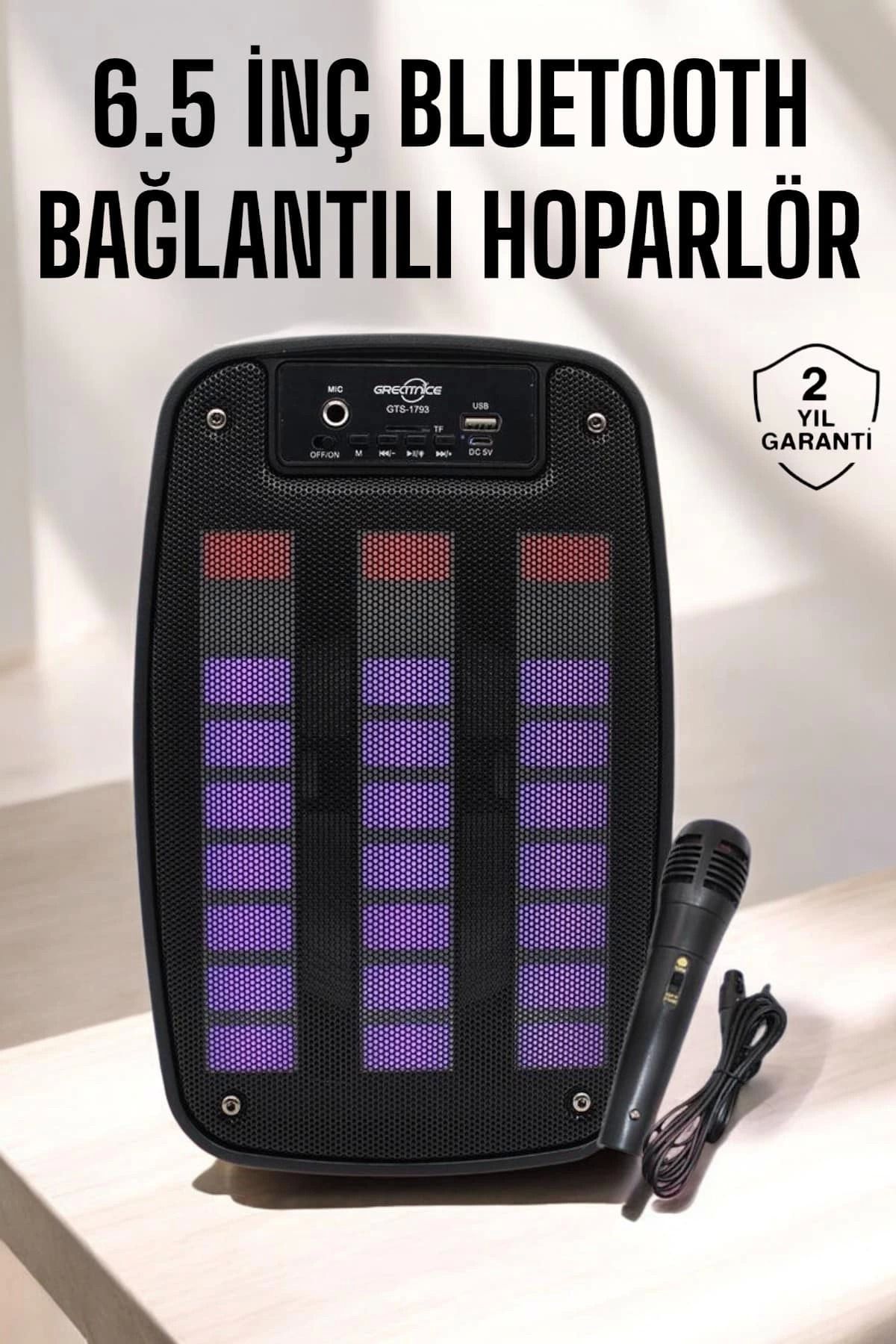 MELFSHOP Bluetooth Hoparlör RGB Işıklı USB SD Kart Girişli Taşınabilir