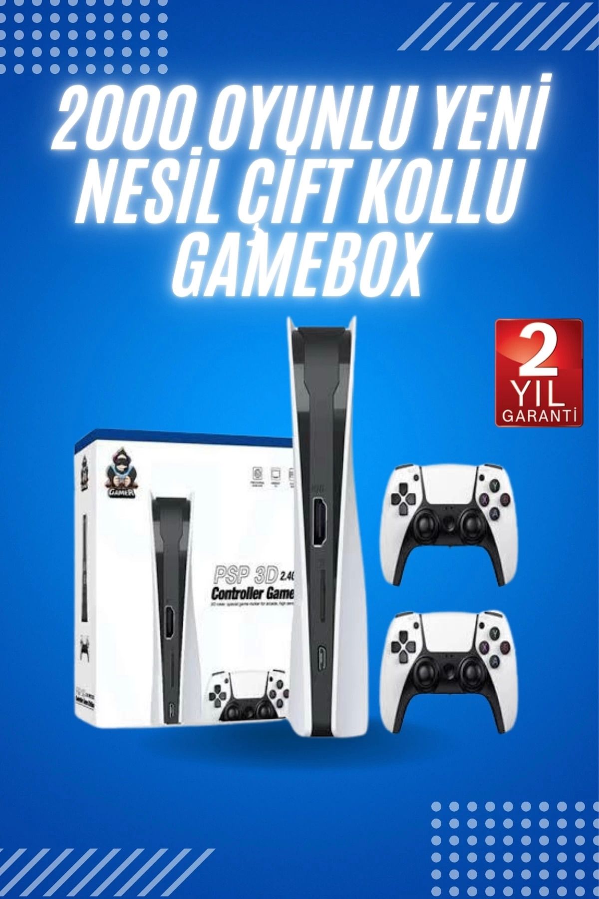 ÖYKÜ VE YİĞİT 4K HD Klasik Retro Game Box 3000 Oyunlu Çift Kollu Çift Kişilik Oyun Konsolu