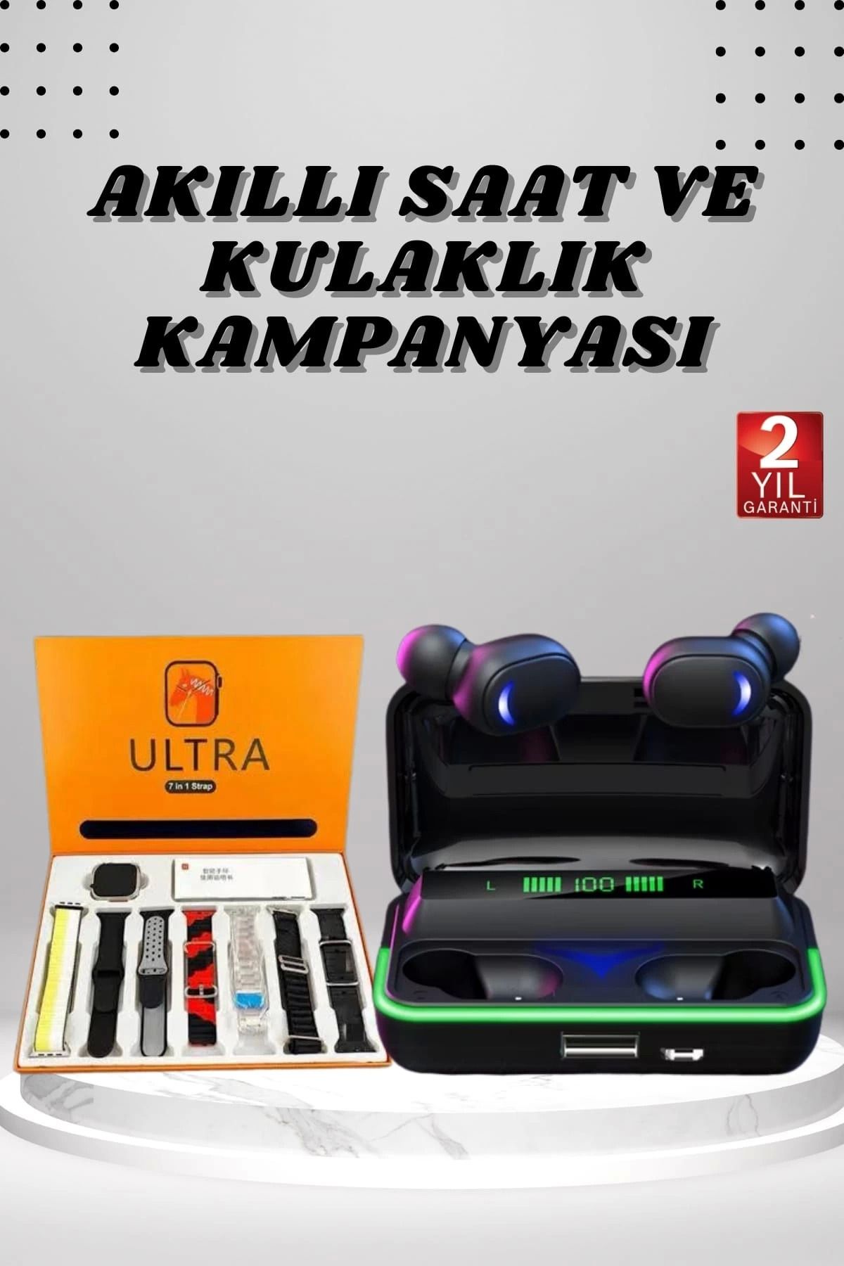 MELFSHOP Yeni Nesil Akıllı Saat ve Bluetooth Kulaklık Kampanyası Android Ve İOS Uyumlu Uyku ve Sağlık Takibi