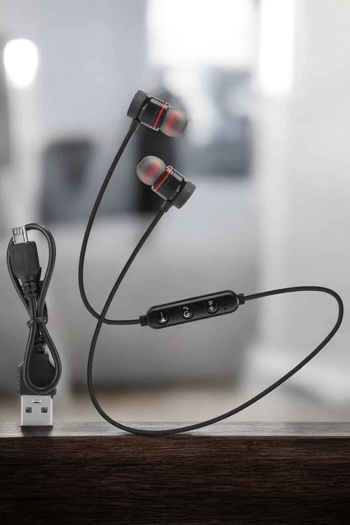 MELFSHOP Mikrofonlu Kablosuz Sport Kulak İçi Mıknatıslı Kulaklık