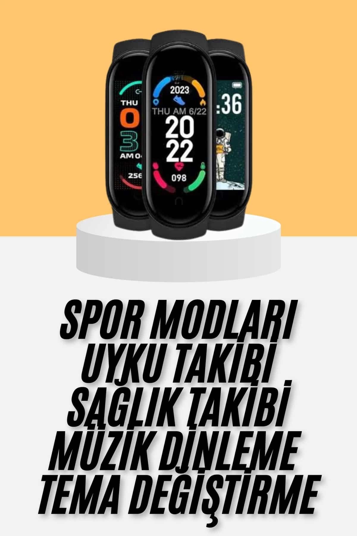 MELFSHOP M6 Akıllı Bileklik Siyah Adımsayar Spor Takibi Android ve İOS Uyumlu