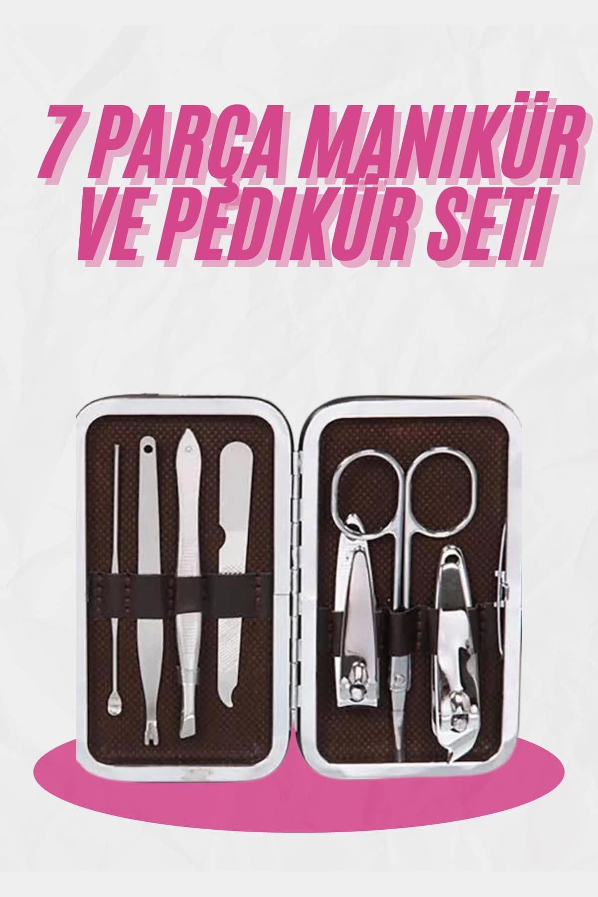 ÖYKÜ VE YİĞİT Deri Çanta Hediyeli 7 Parça Manikür-Pedikür Tırnak Bakım Seti