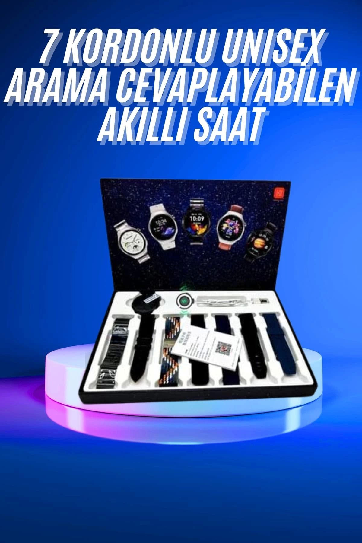 MELFSHOP Akıllı Saat Çoklu Kordon Seçenekli Dokunmatik Ekran Nabız Sensörlü