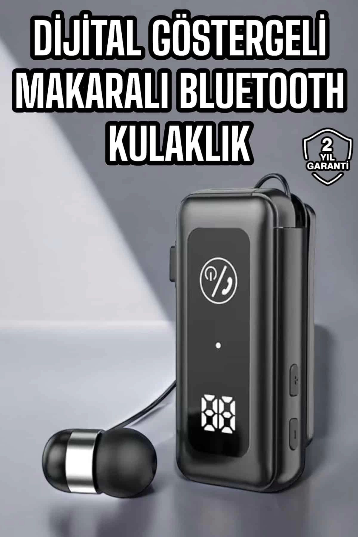 MELFSHOP Kablolu Makaralı Bluetooth Kulaklık Uzun Pil Ömrü Dijital Göstergeli