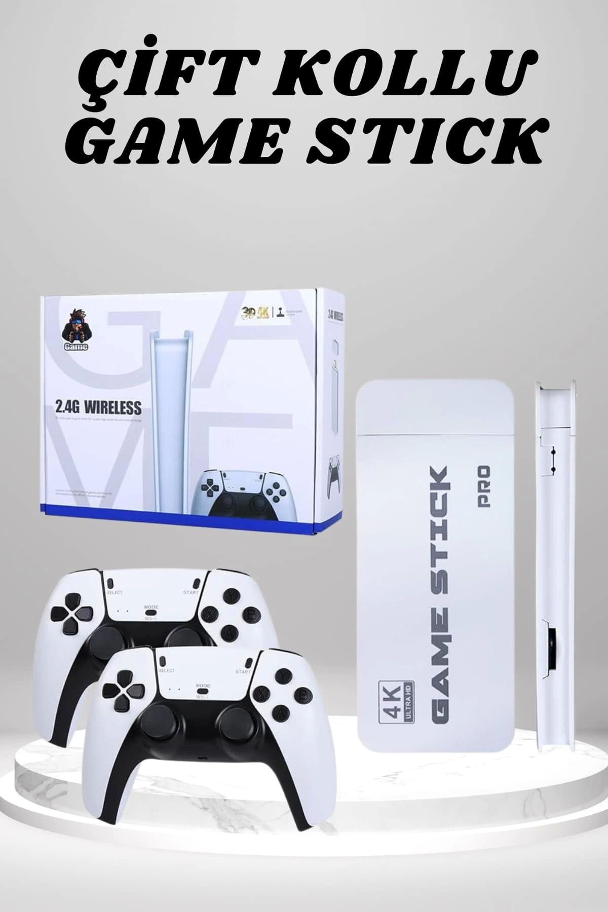 ÖYKÜ VE YİĞİT 4K HD Görüntü Kaliteli Retro Game Stick 20000 Oyunlu Çift Kollu Beyaz Game Stick
