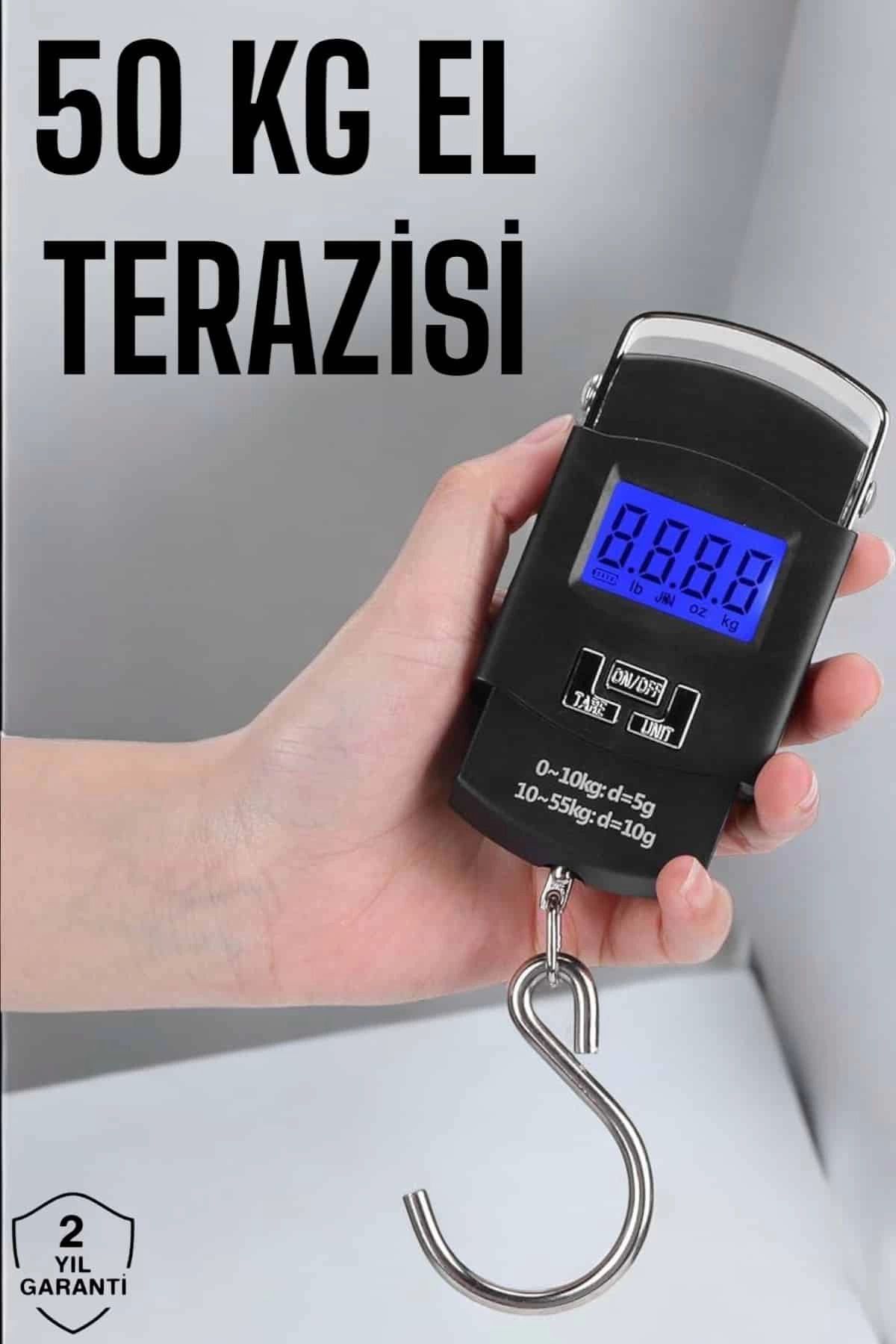 MT29 GİYİM 50 Kg El Kantarı Ağırlık Ölçer Dijital Ekranlı Kancalı Portatif