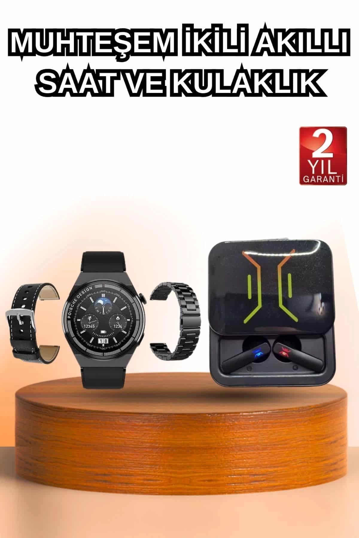 MELFSHOP Dijital Göstergeli Bluetooth Kulaklık ve Bildirim Görebilen Akıllı Saat Alarm ve Titreşim