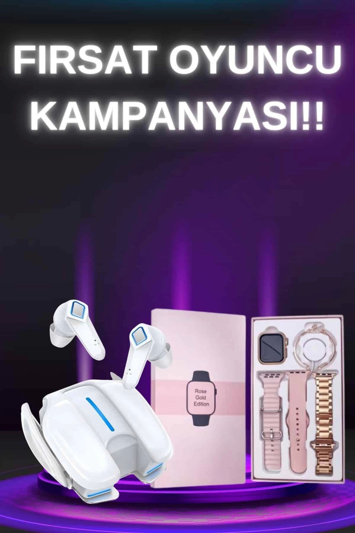 MELFSHOP Oyuncu Kulaklığı Gamer ANC Özellikli ve Kadınlara Özel Akıllı Saat Sesli Görüşme Bildirim Görme