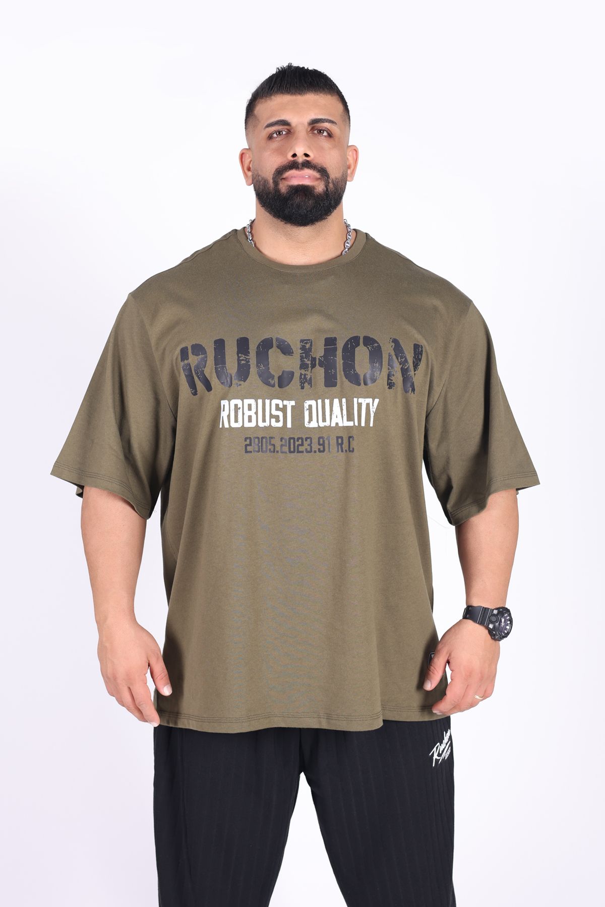 RUCHON NUTRITION Ruchon Sports Büyük Beden Erkek Spor Tişört | Robust Quality 2805 | Oversize Pamuklu | Bigsize