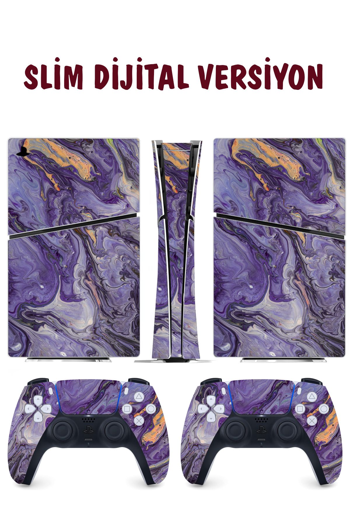KT Decor Gold Mor Mermer Playstation 5 Full Sticker Kaplama Seti