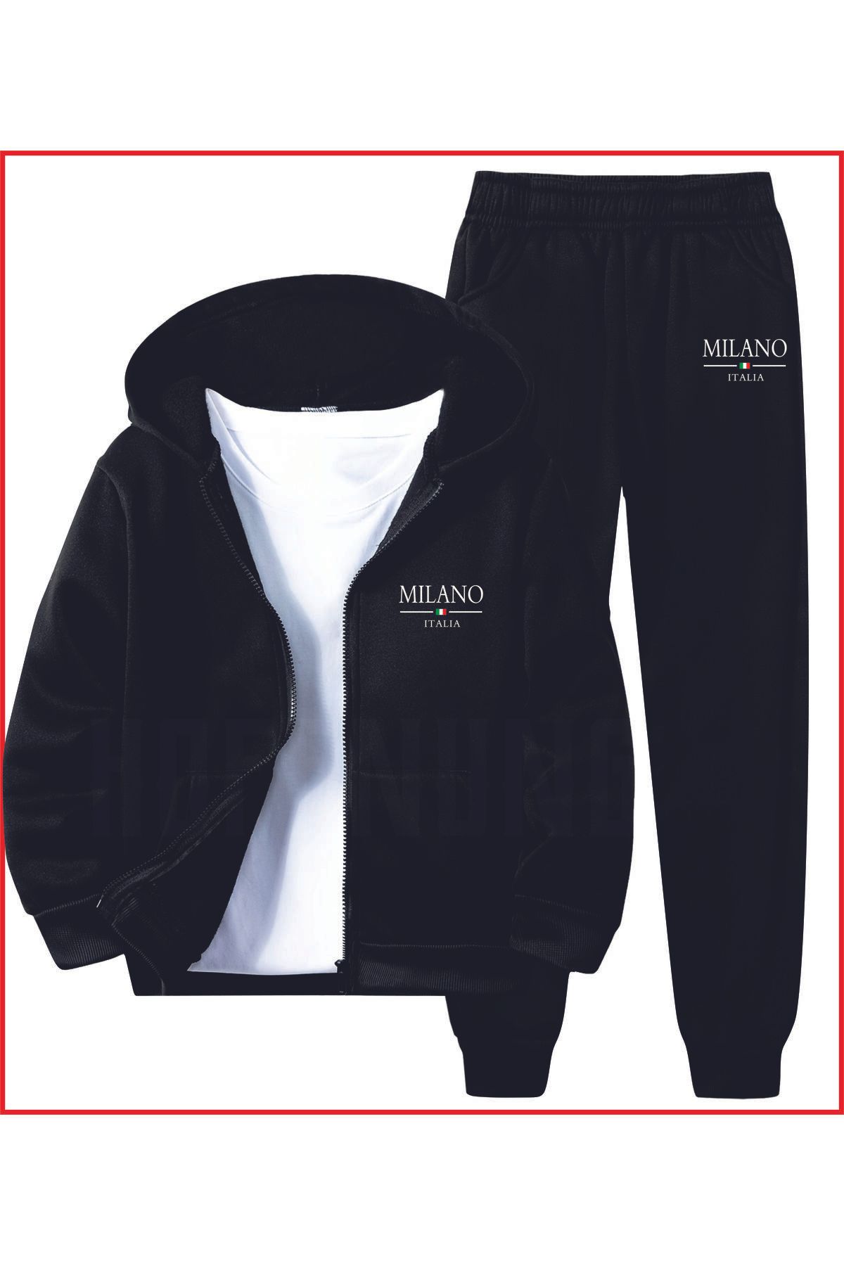 HOFFNUNG Full ZIP MILANO ITALIA Kapüşonlu Oversize Lastik Paça Eşofman Takımı