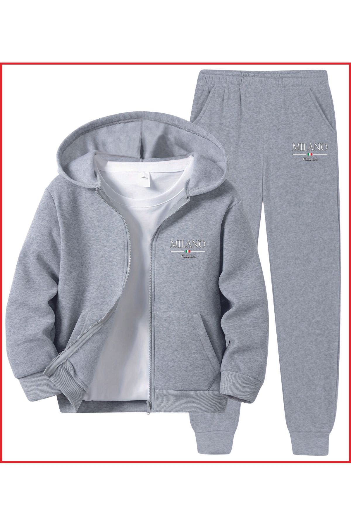 HOFFNUNG Full ZIP MILANO ITALIA Kapüşonlu Oversize Lastik Paça Eşofman Takımı
