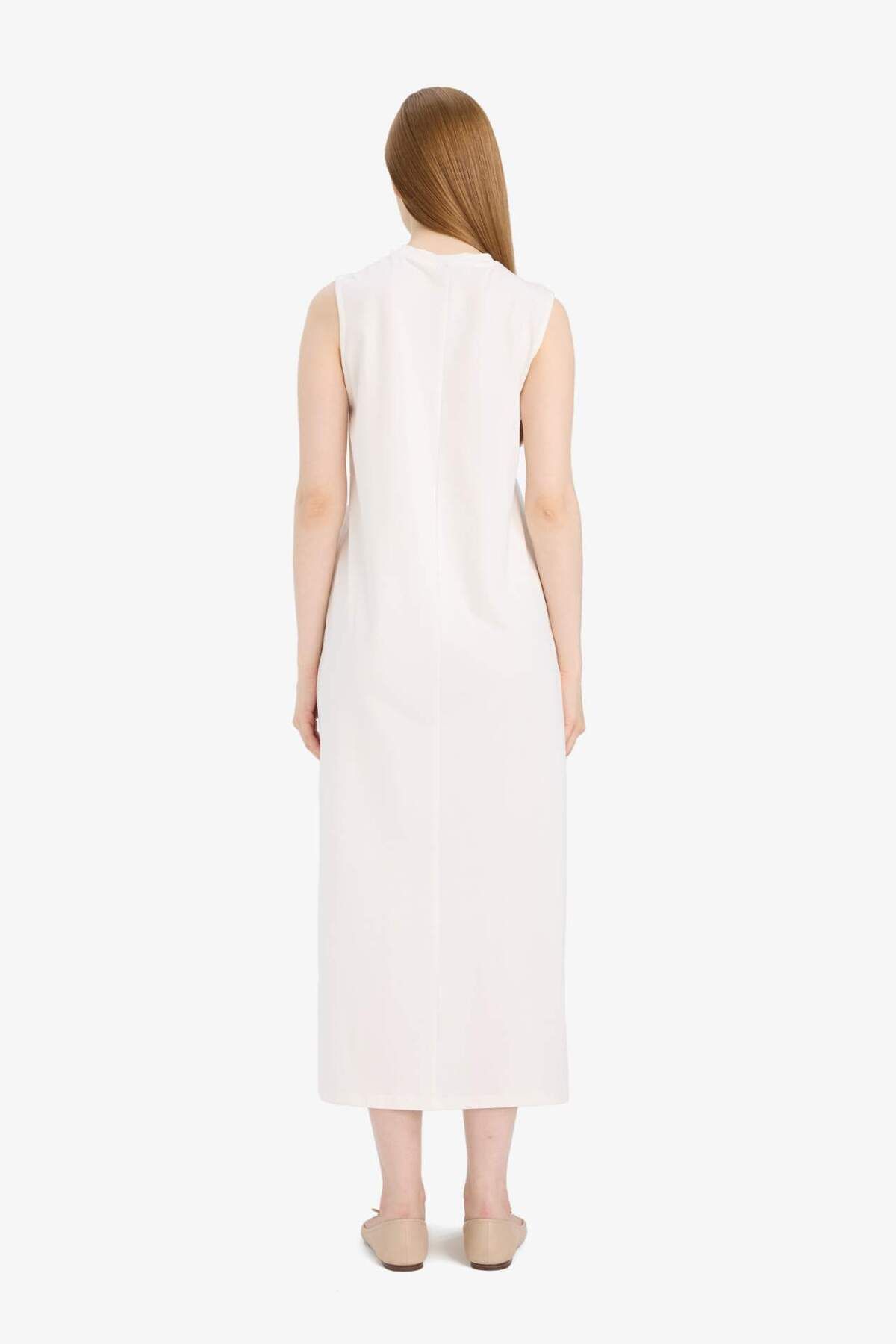 DeFacto-Regular Fit Half Turtleneck Basic Απλό Αμάνικο Μάξι Φόρεμα D4898AX25HS 6