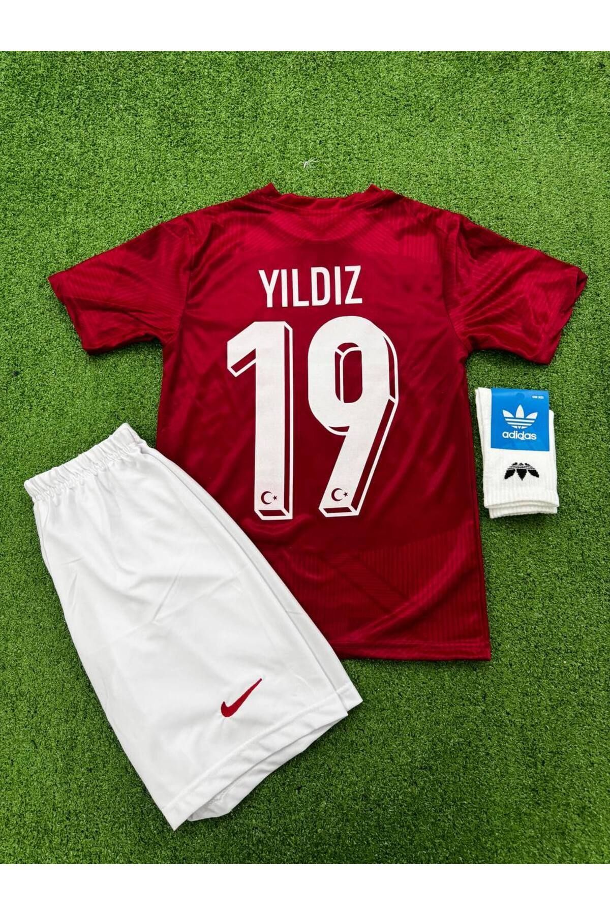 Atlas Global Türkiye Euro 2024 Kenan Yıldız 19 Numara Çocuk 3'lü Set Hediyeli Kırmızı Milli Takım Forması