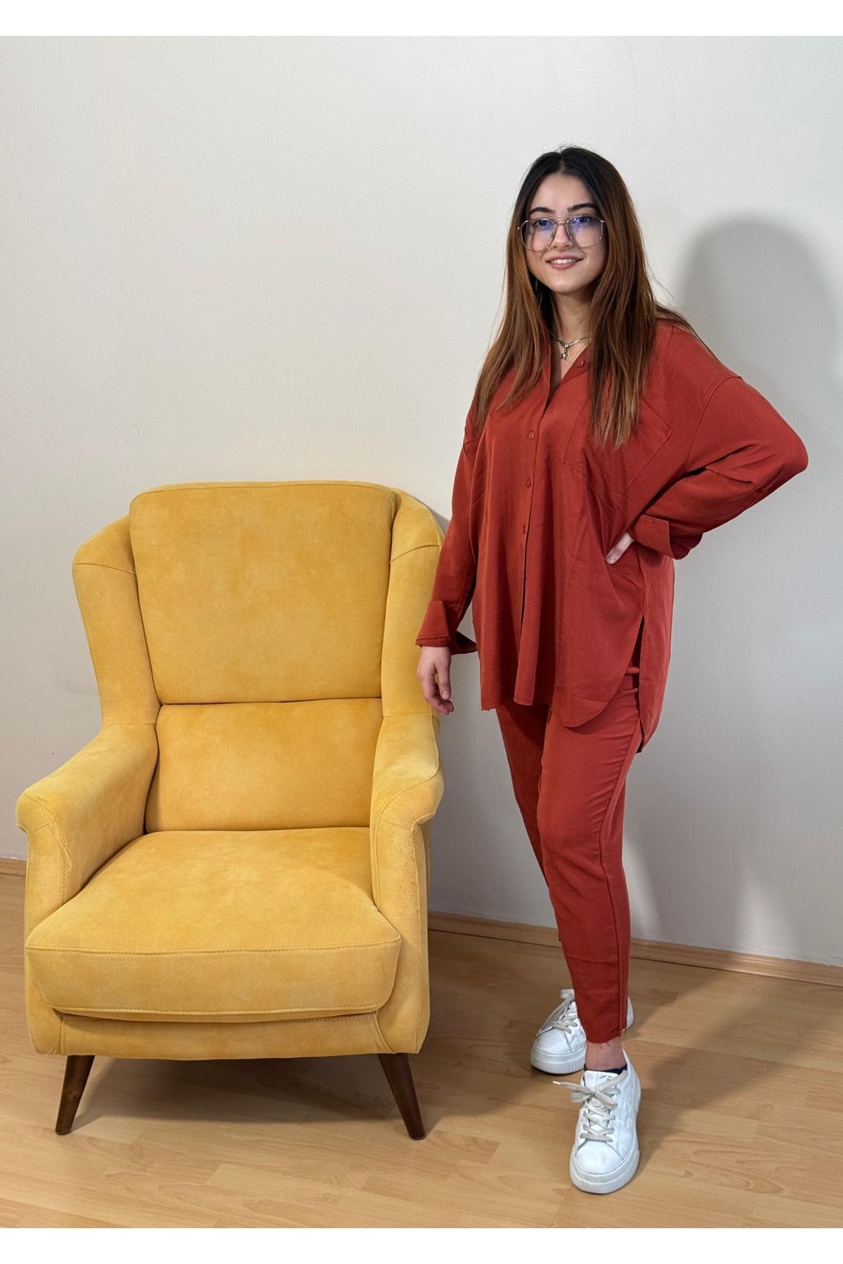 Eda Başak Atelier Pamuklu Rahat Gömlek Pantolon Takım