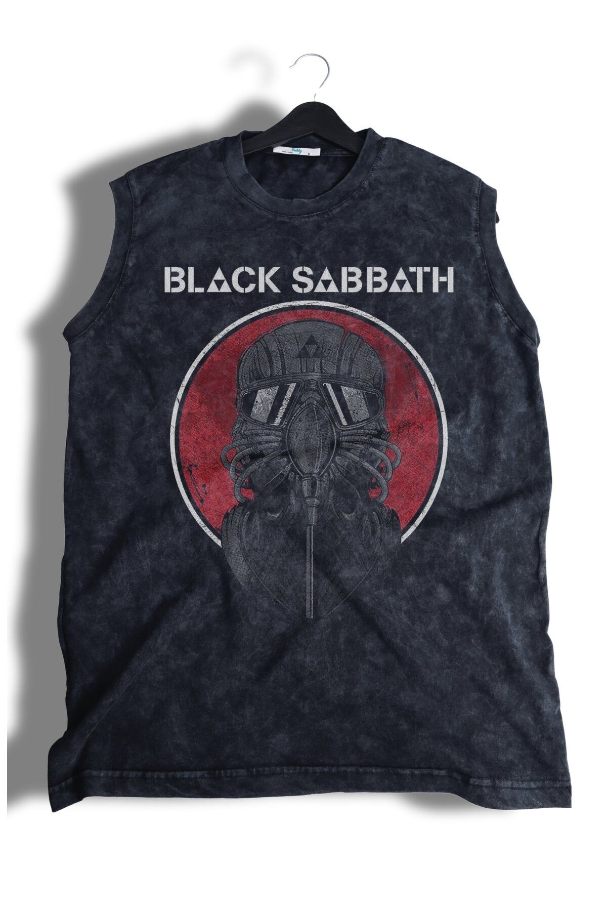 Fuddy Moda Black Sabbath Baskılı Yıkamalı Kolsuz Tişört, Unisex Rock Band Temalı Sıfır Kol Vintage Atlet