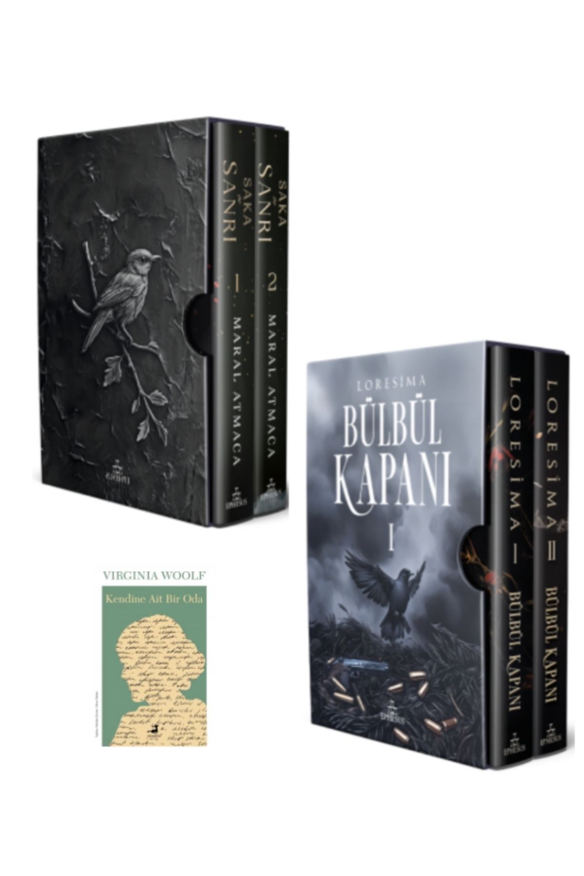 Ephesus Yayınları Bülbül Kapanı 1, 2 Saka ve Sanrı 1, 2 Loresima ve Maral Atmaca 4 Kitap Ciltli Kutulu Set