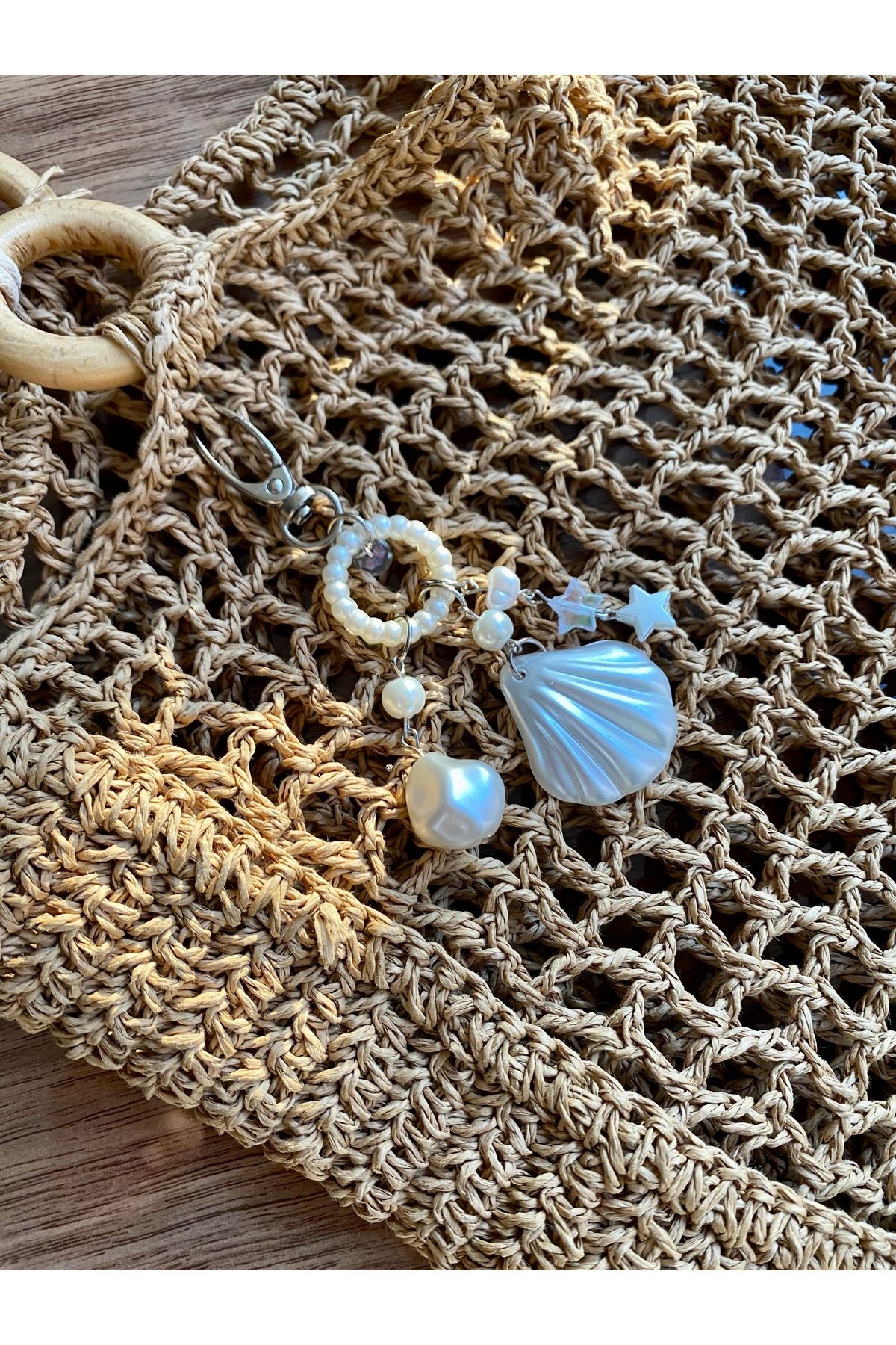 Pinky Lady-Sea Themed Pearl Bag Charm Summer Beach Bag Charm 4