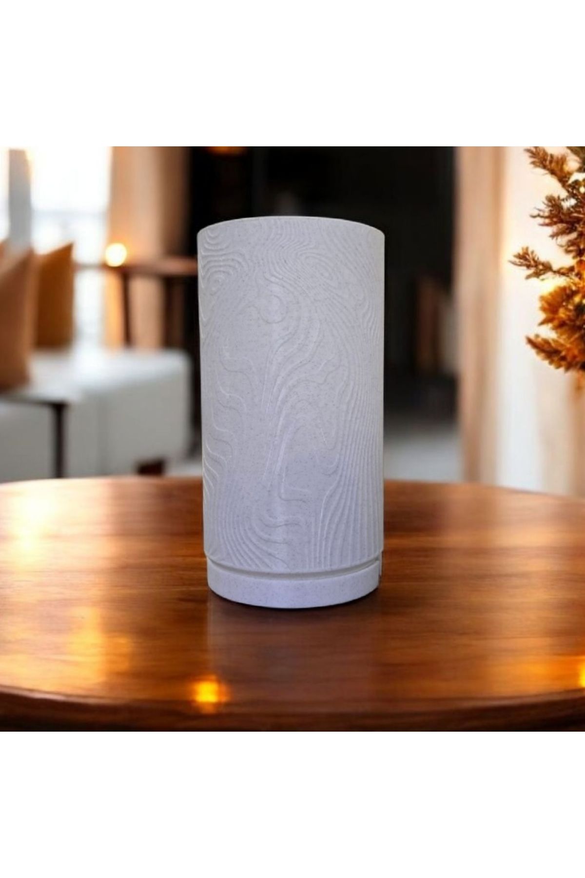 Home Mermer Ahşap Desenli El Yapımı 3D Baskı Masa Lambası – E27 Duy