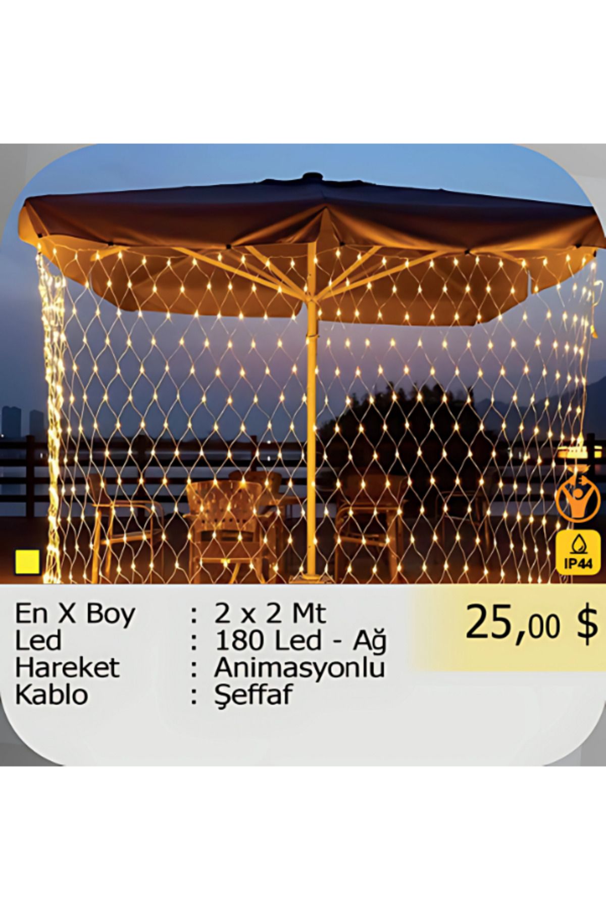 ELKHOUSE ElektrikHouse LED Peri Işığı 180 Led - Ağ Animasyonlu - 2 x 2 Mt