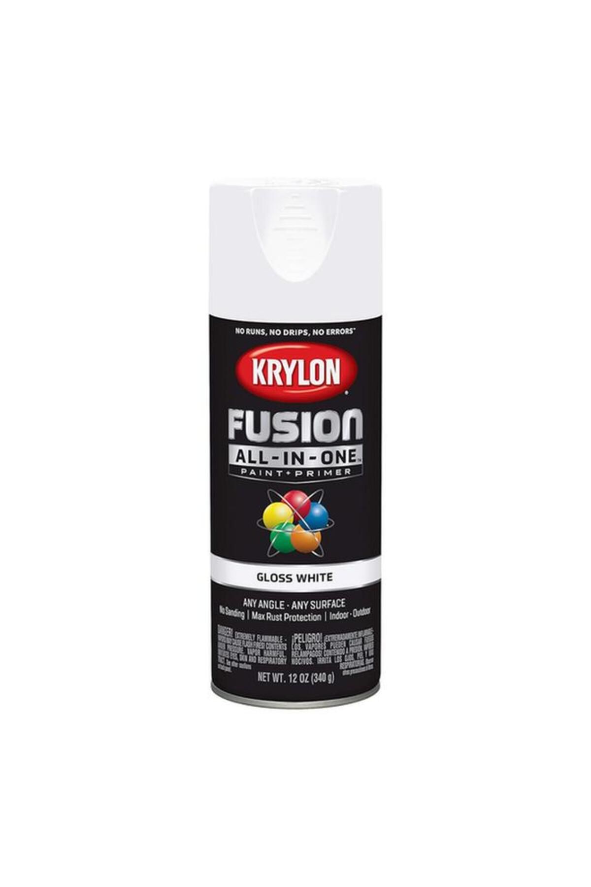 Generic-KRYLON Rust Resistant Fusion All-in-One Spray Paint and Primer Gloss White 12oz K02727007 2