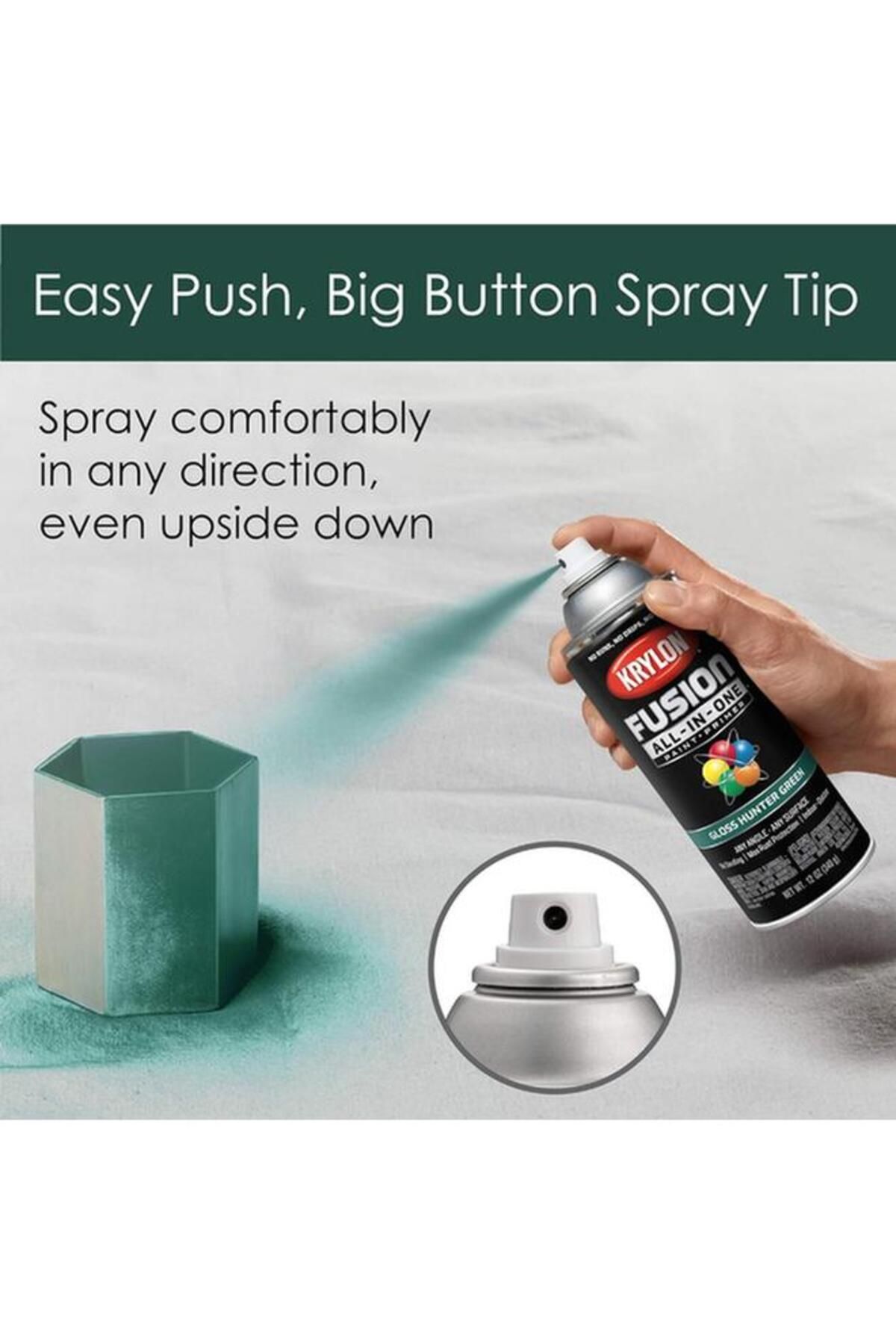 Generic-KRYLON Rust Resistant Fusion All-in-One Spray Paint and Primer Gloss Hunter Green 12oz K02789007 5