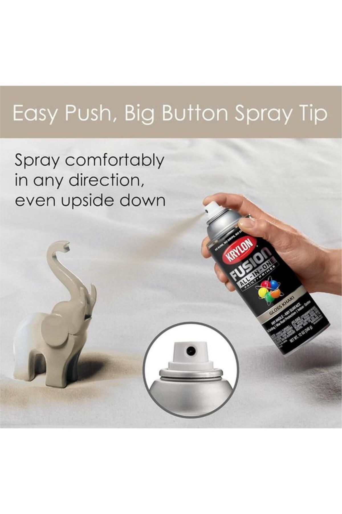 Generic-KRYLON Rust Resistant Fusion All-In-One Spray Paint and Primer Khaki 12oz K02713007 5