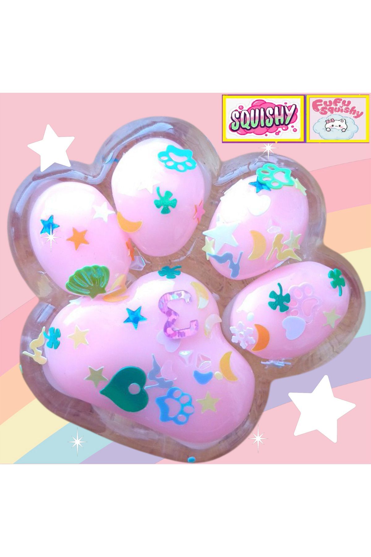 OYUNCAKSAHİLİ Fufu Squishy Kedi Patisi Boncuklu Rengarenk Yanıp Sönen ışıklı Sukuşi Oyuncak Pati Esnek Skuşi Pmb