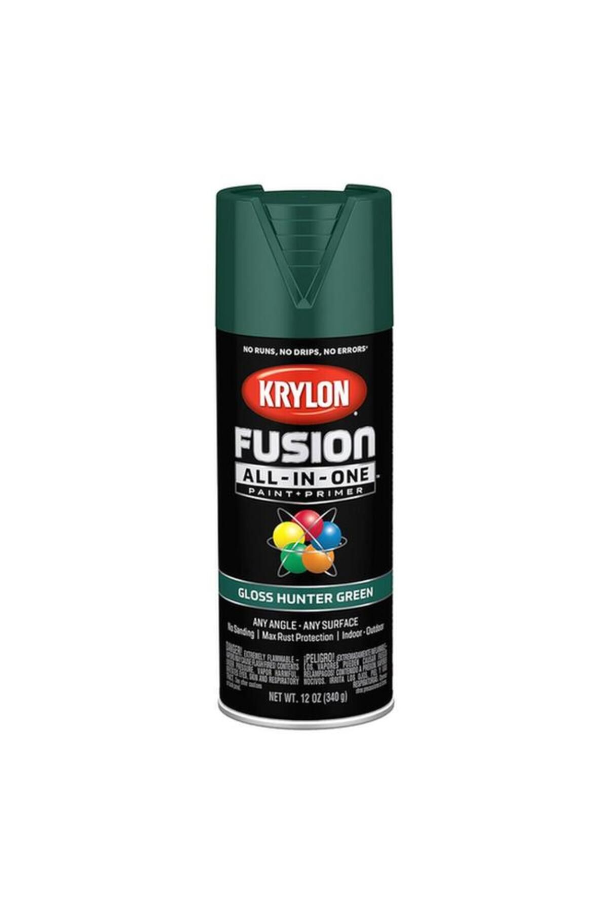 Generic-KRYLON Rust Resistant Fusion All-in-One Spray Paint and Primer Gloss Hunter Green 12oz K02789007 2