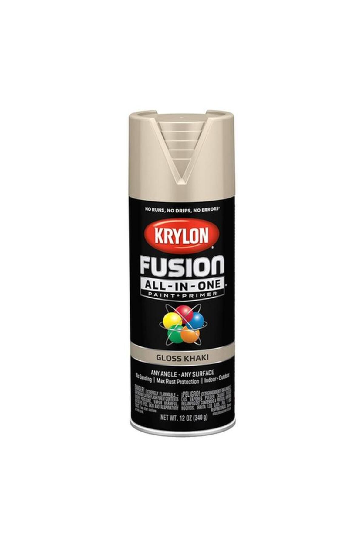 Generic-KRYLON Rust Resistant Fusion All-In-One Spray Paint and Primer Khaki 12oz K02713007 2