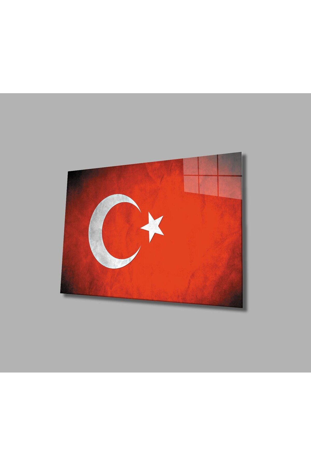 idealizbiz Türk Bayrağı Cam Tablo 4mm Dayanıklı Temperli Cam, Turkish Flag Glass Wall Art