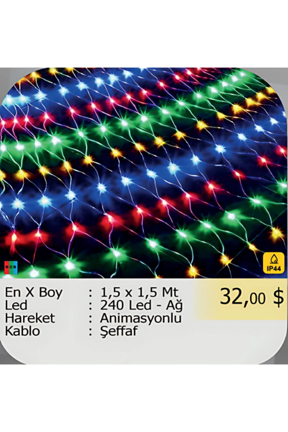 ELKHOUSE ElektrikHouse LED Peri Işığı 240 Led - Ağ Animasyonlu - 1,5 x 1,5 Mt