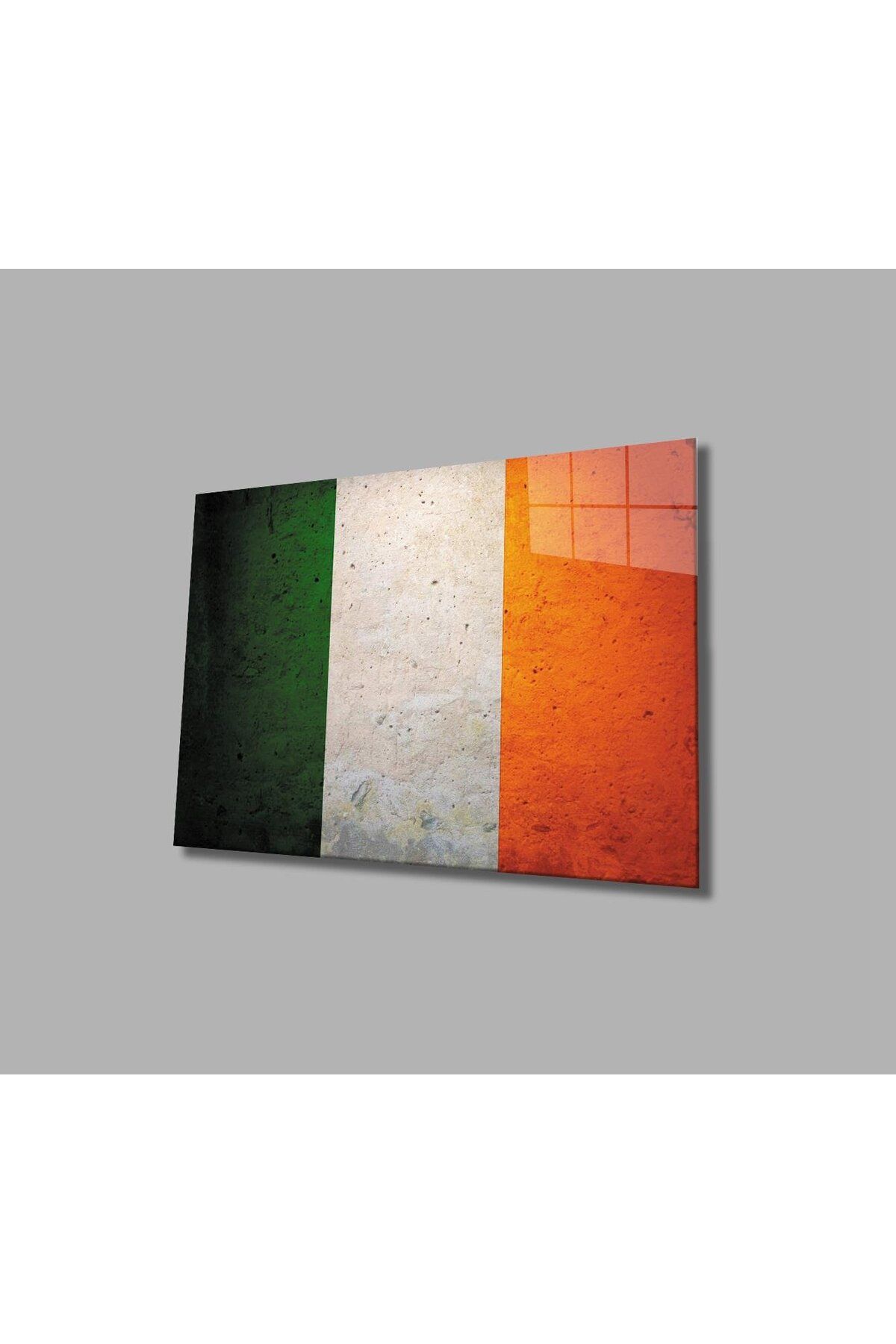 idealizbiz İrlanda Bayrağı Cam Tablo 4mm Dayanıklı Temperli Cam, Irish Flag Glass Wall Art