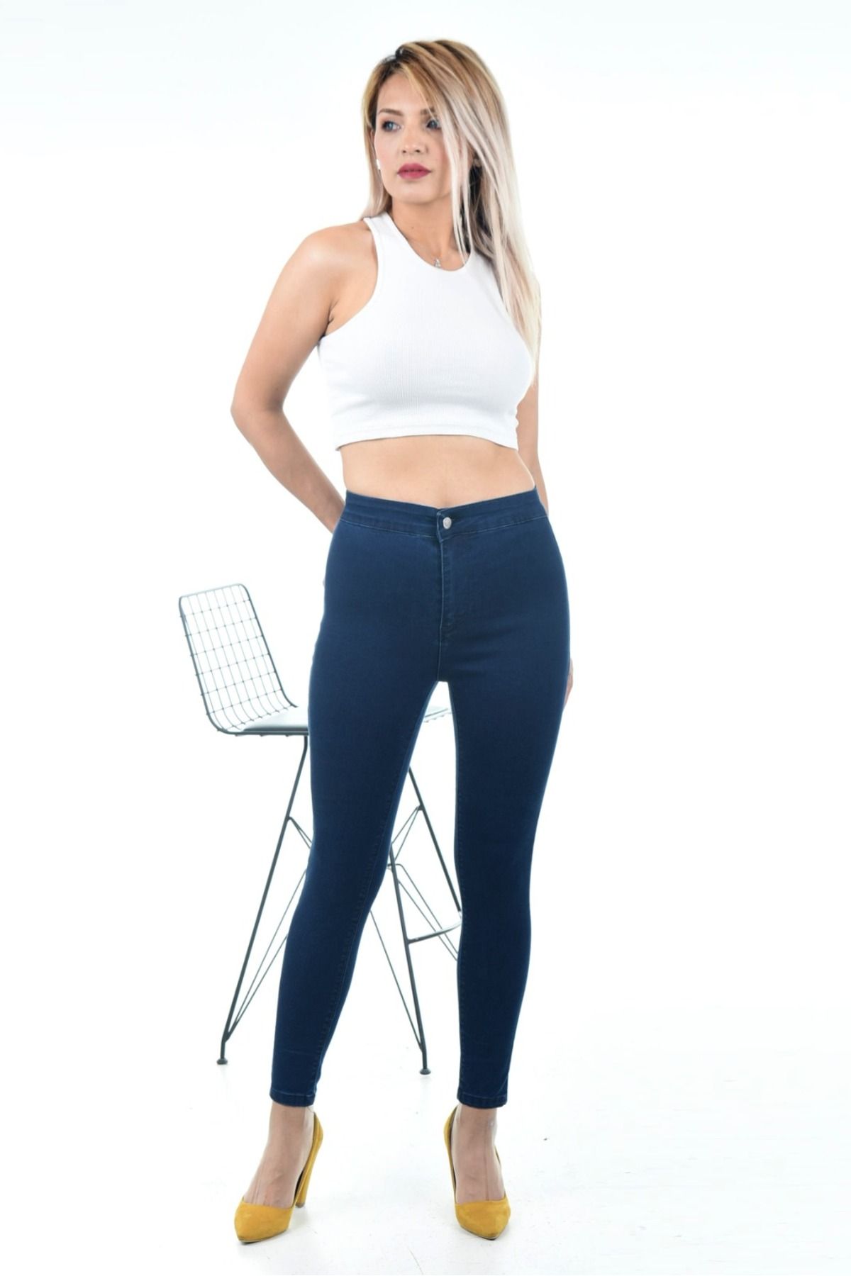 RED WAY STORE LACİVERT KADIN KOT PANTOLON SKİNNY KALIP TOPARLIYICI ÖZELLİKLİ FULL LİKRALI FULL PAVUR KUMAŞ