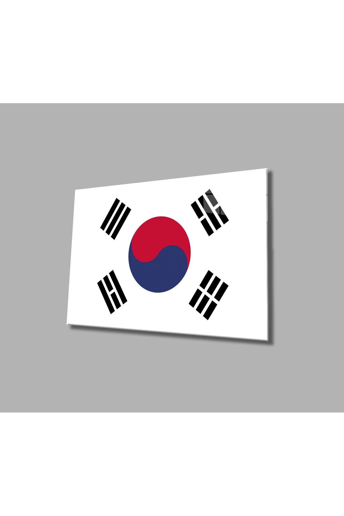 idealizbiz Güney Kore Bayrağı Cam Tablo 4mm Dayanıklı Temperli Cam, South Korea Flag Glass Wall Art