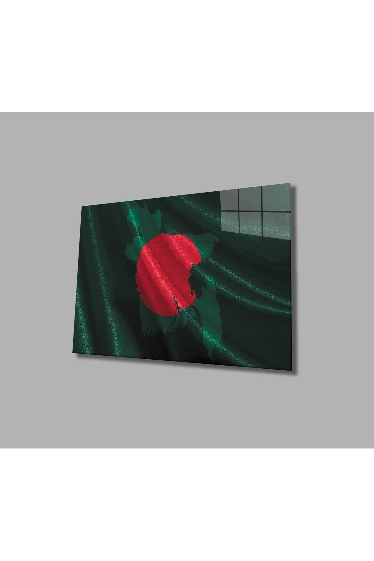 idealizbiz Bangladeş Bayrağı Cam Tablo 4mm Dayanıklı Temperli Cam, Bangladesh Flag Glass Wall Art
