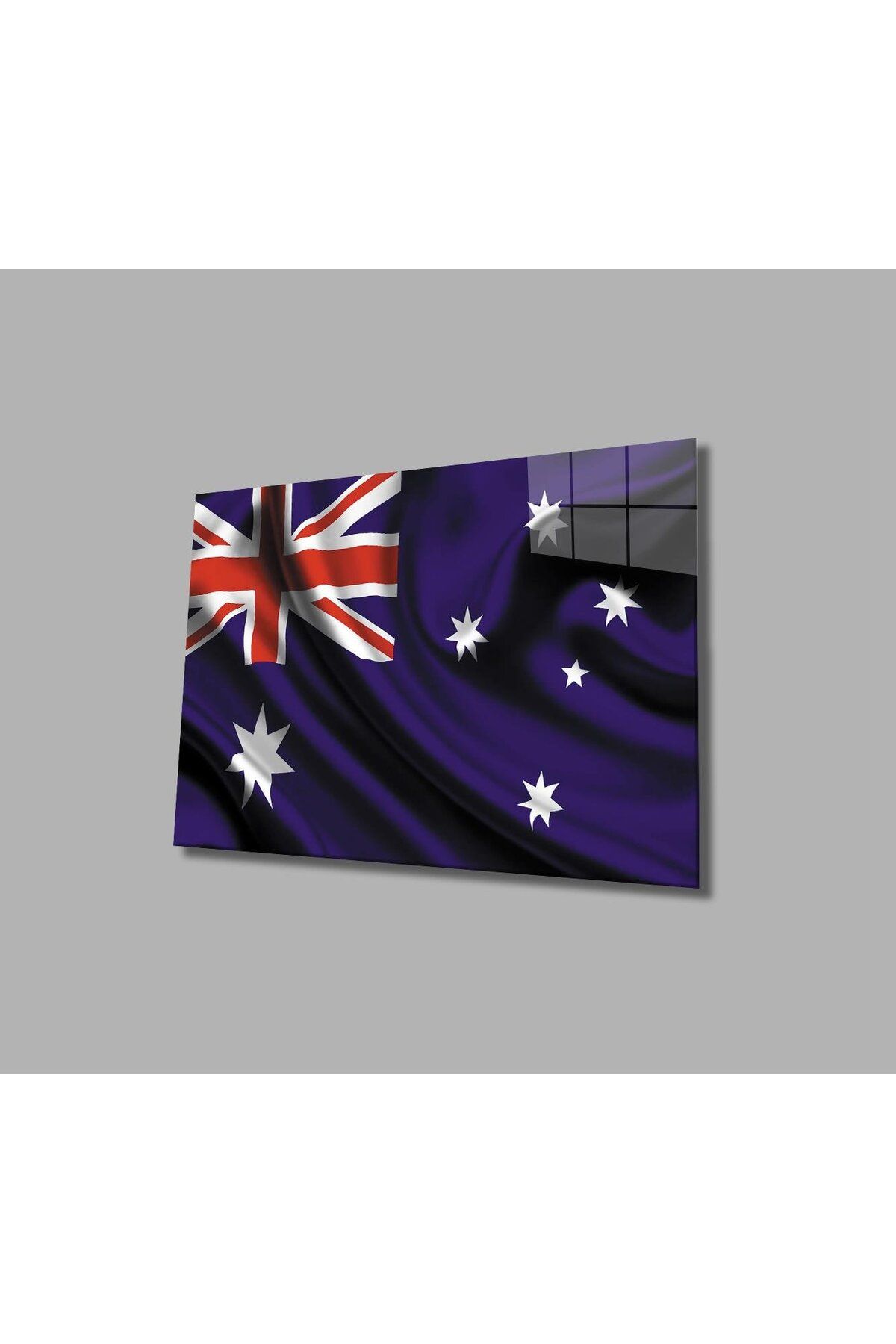 idealizbiz Dalgalanan Avustralya Bayrağı Cam Tablo 4mm Dayanıklı Temperli Cam, Waving Australian Flag Glass Wa