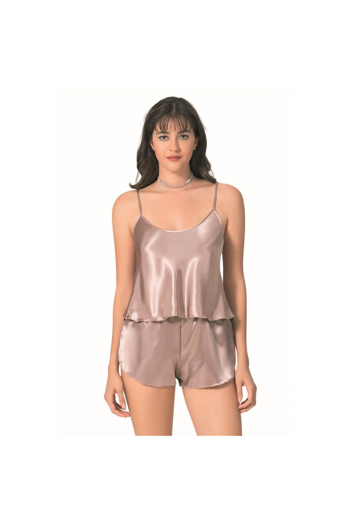 Findit Vizon Saten Babydoll Şort Takımı
