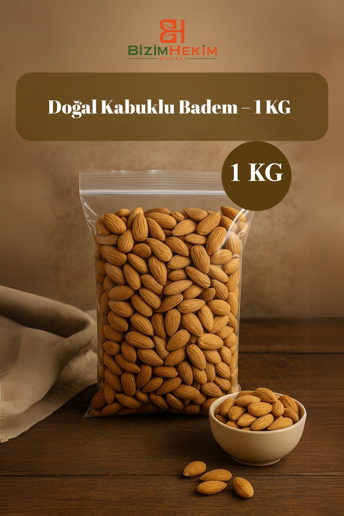 BİZİMHEKİM Doğal çiğ Badem – 1 KG