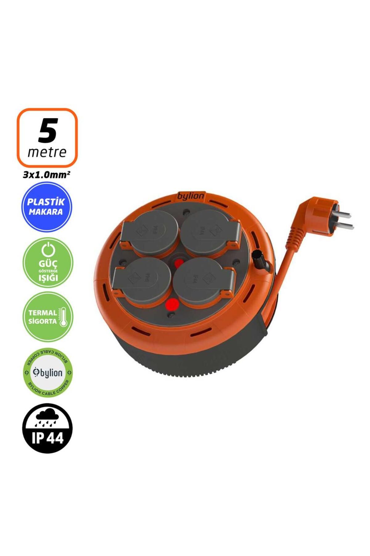 Bylion PHP05310F Ev Tipi Kapaklı Makaralı Kablo 3x1mm - 5 Mt