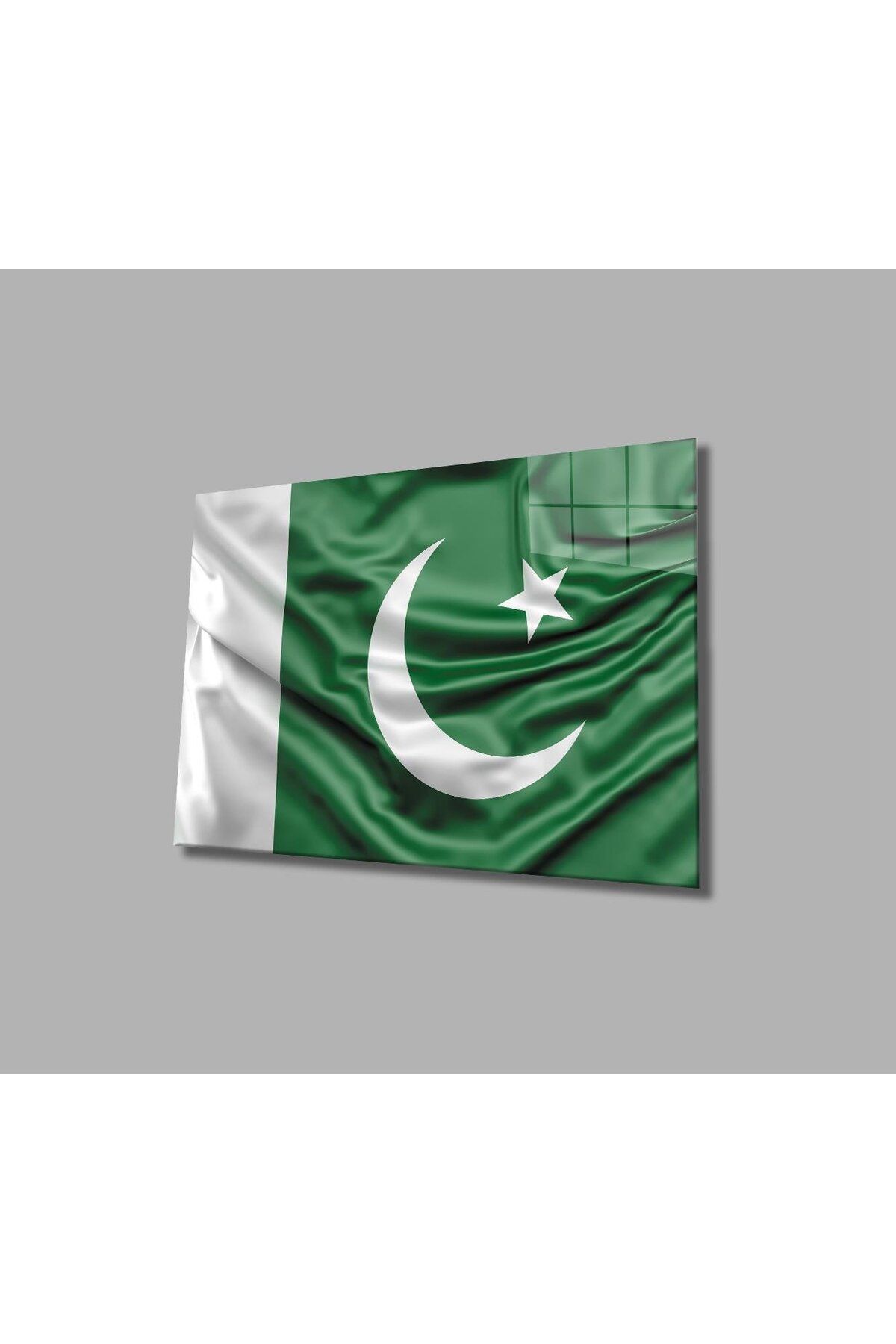 idealizbiz Pakistan Bayrağı Cam Tablo 4mm Dayanıklı Temperli Cam, Pakistan Flag Glass Wall Art