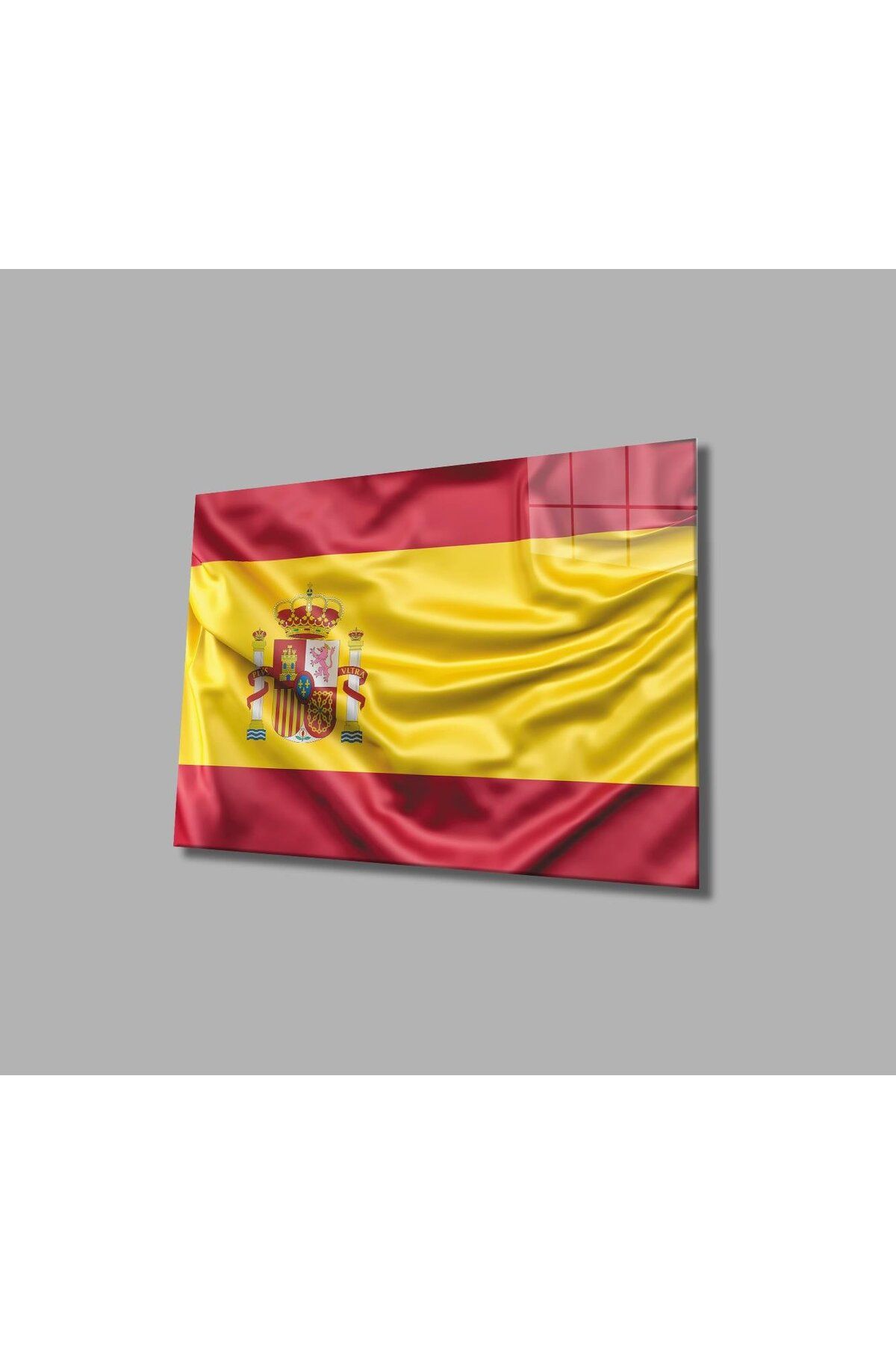 idealizbiz İspanya Bayrağı Cam Tablo 4mm Dayanıklı Temperli Cam, Spain Flag Glass Wall Art
