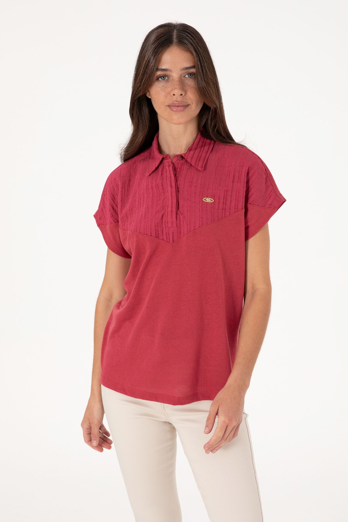 U.S. Polo Assn. Kadın Vişne Tişört 50300663-VR223
