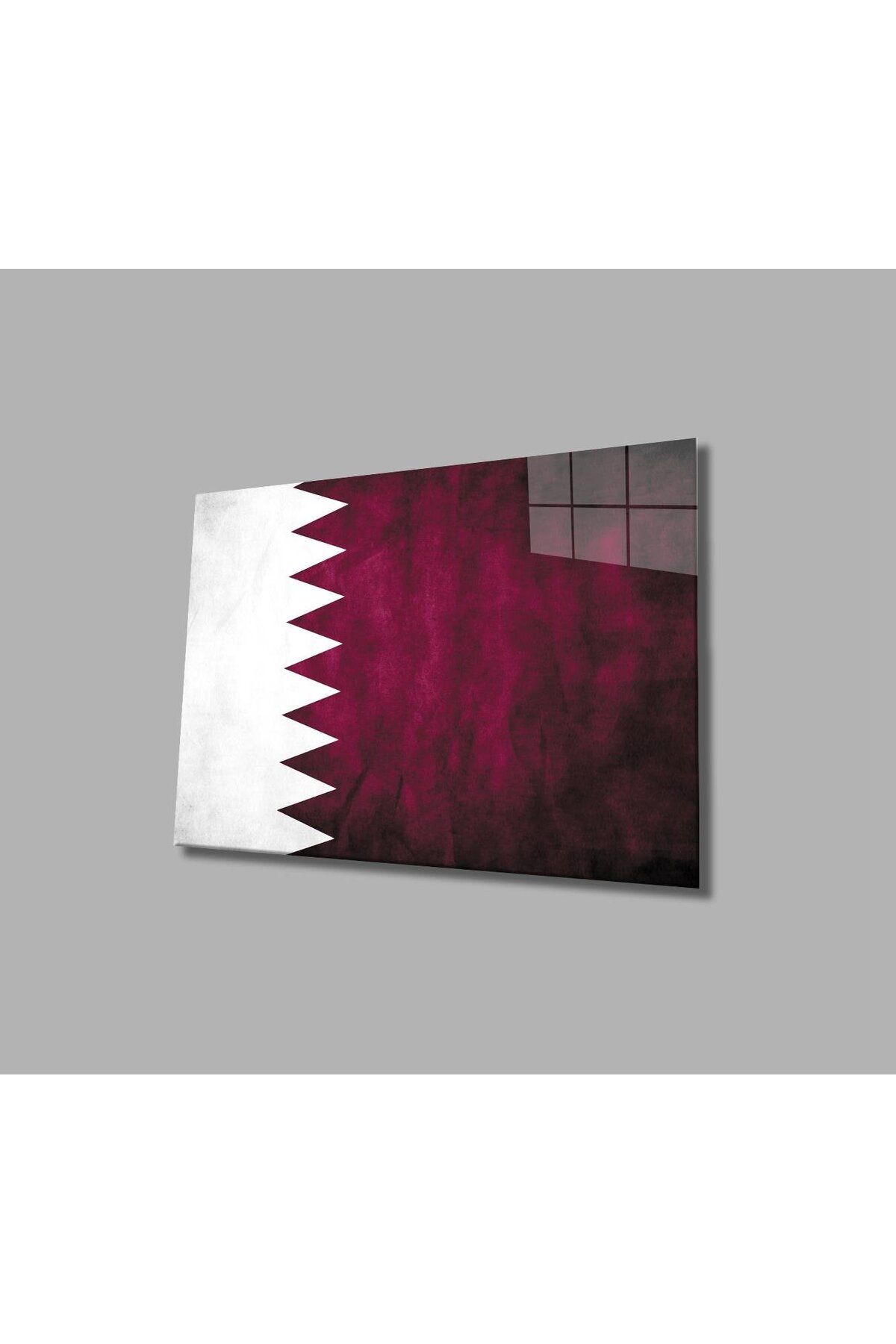 idealizbiz Katar Bayrağı Cam Tablo 4mm Dayanıklı Temperli Cam, Qatar Flag Glass Wall Art