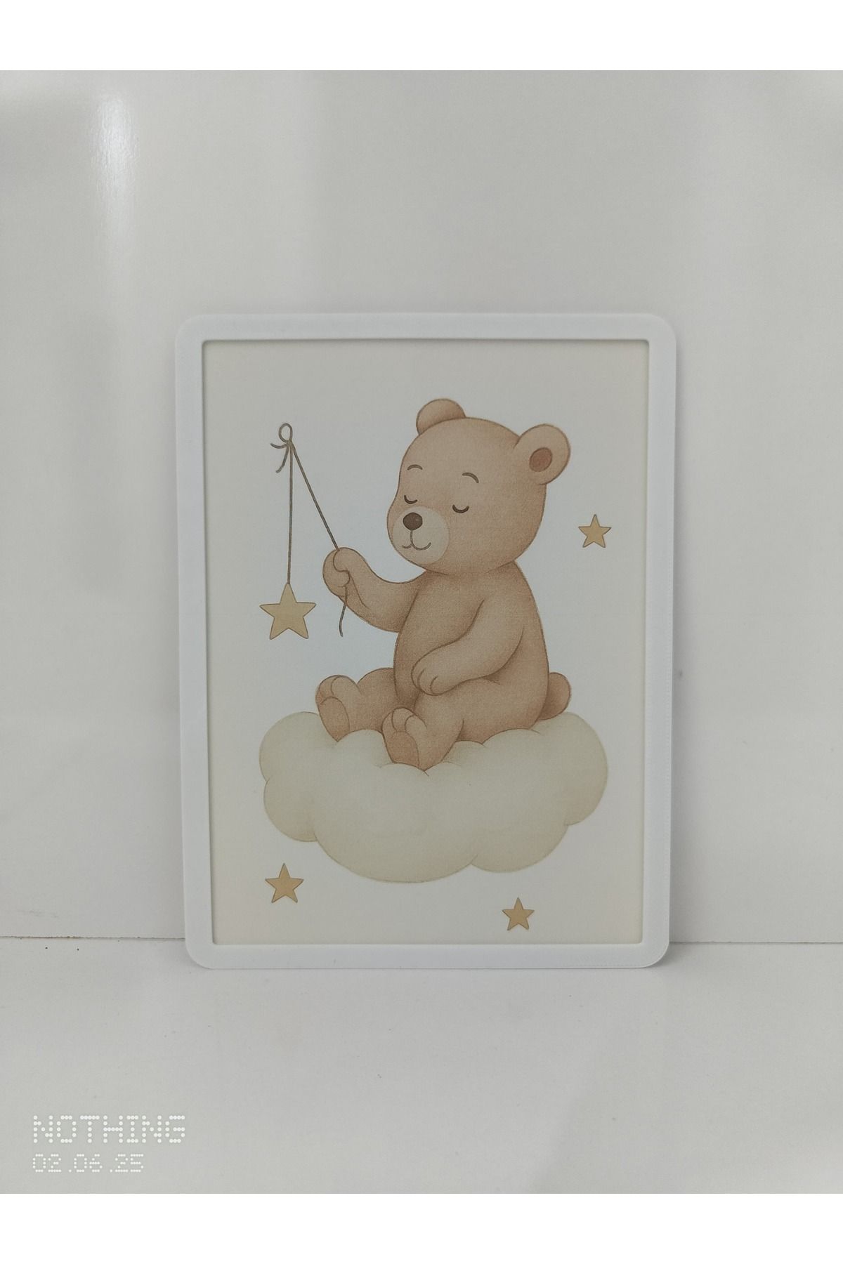 ni decor Rüya Ayıcıklar Bebek Odası Tablo Tekli Teddy Bear 15 x 20cm - Beyaz Çerçeve