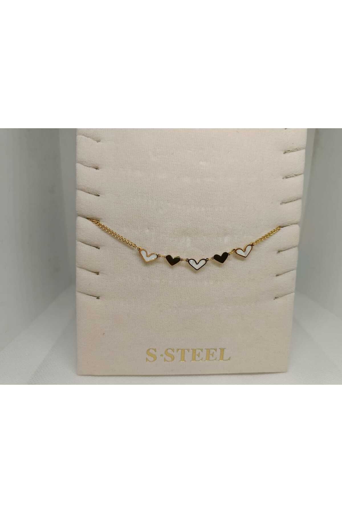 Store 316L Kalp Temalı Paslanmaz Çelik Gold Halhal