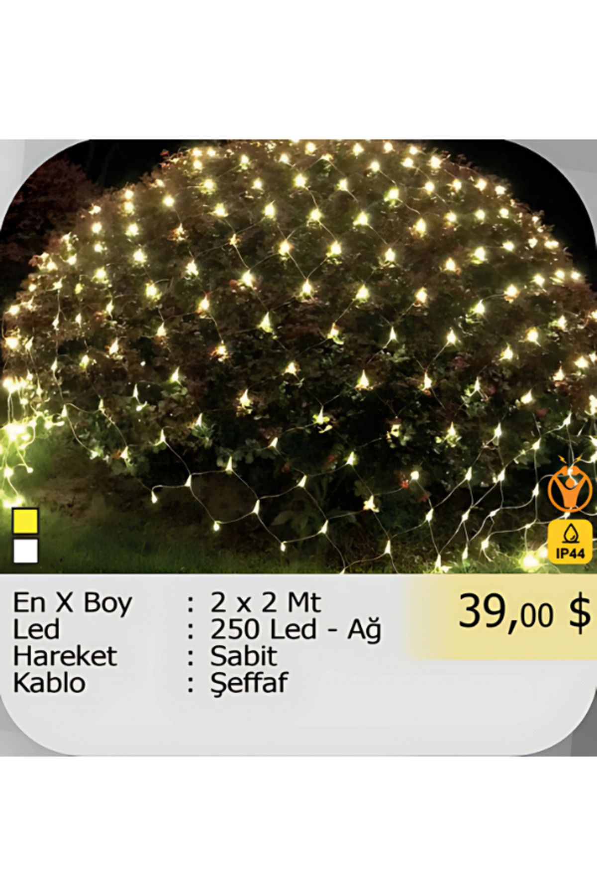 ELKHOUSE ElektrikHouse LED Peri Işığı 250 Led - Ağ - 2 x 2 Mt