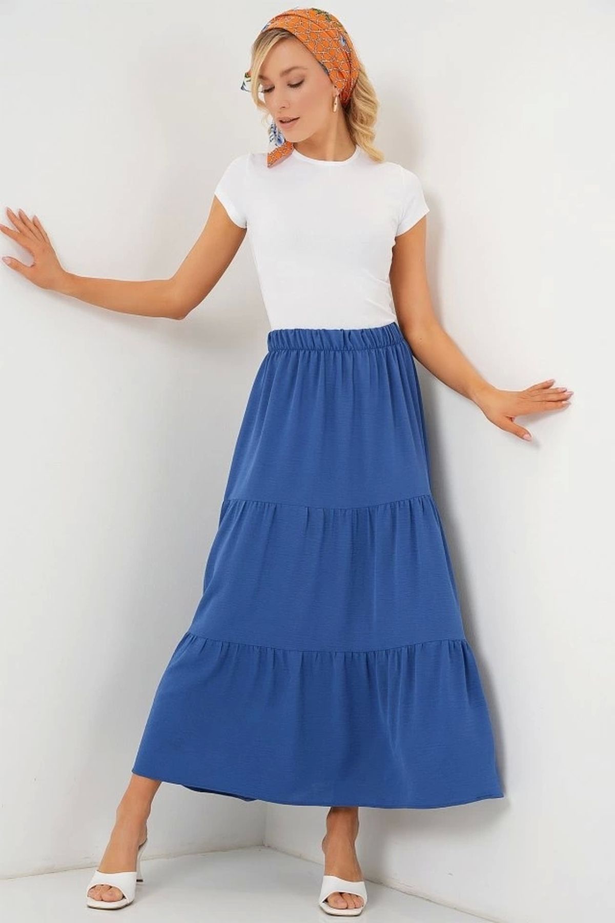 Butik Ayrobin Uzun Etek 8048 - İndigo