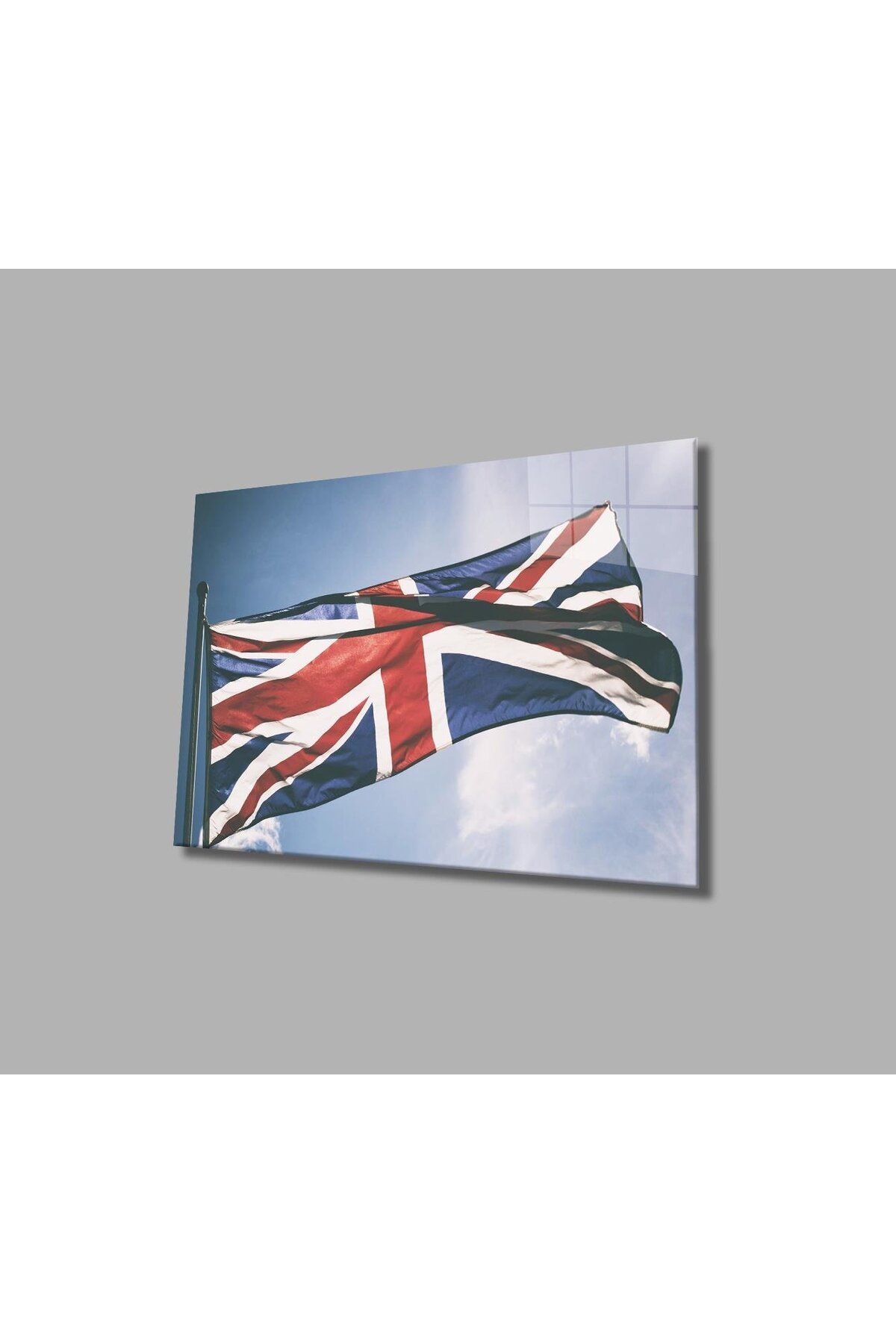 idealizbiz Birleşik Krallık Bayrağı Cam Tablo 4mm Dayanıklı Temperli Cam,United Kingdom Flag Glass Wall Art
